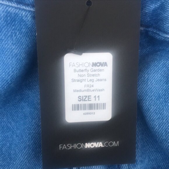 Boho Black Butterfly Jeans size 11 denim new - Picture 8 of 9